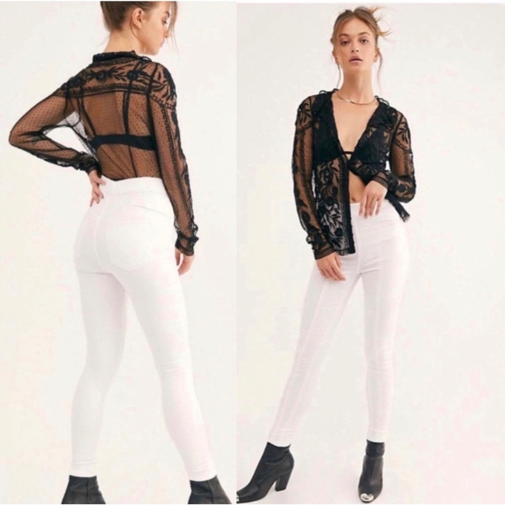 We The‎ Free Free People Feel Alright White High Rise Skinny Seam Jeans Size 26